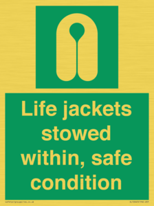 Life jackets stowed within
